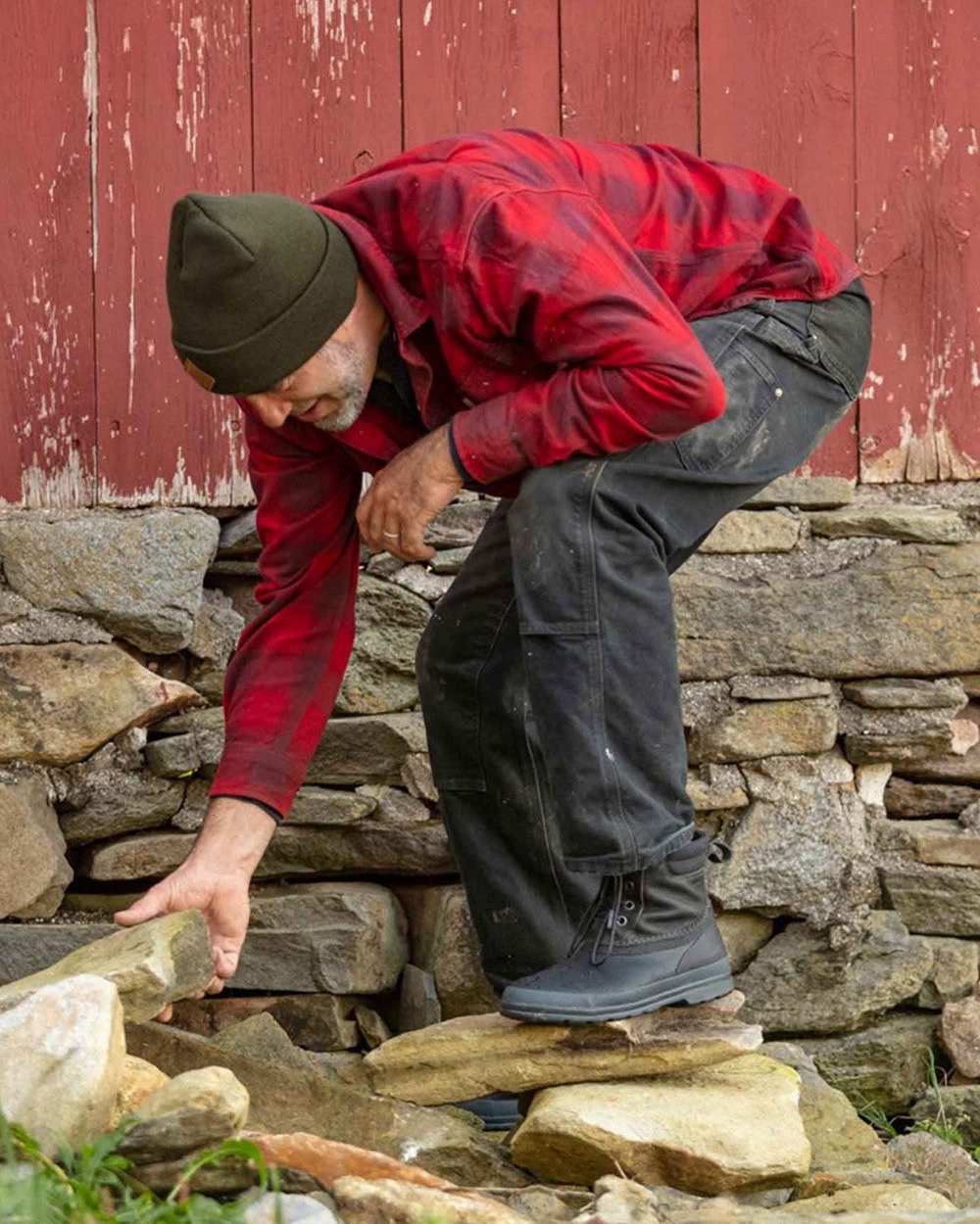 Taupe Coloured Muck Boots Mens Originals Duck Lace-Up Leather Short Boots on Outdoor Background
#colour_taupe
