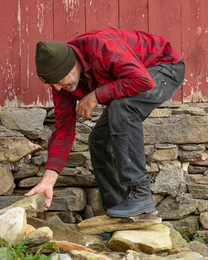 Taupe Coloured Muck Boots Mens Originals Duck Lace-Up Leather Short Boots on Outdoor Background
#colour_taupe