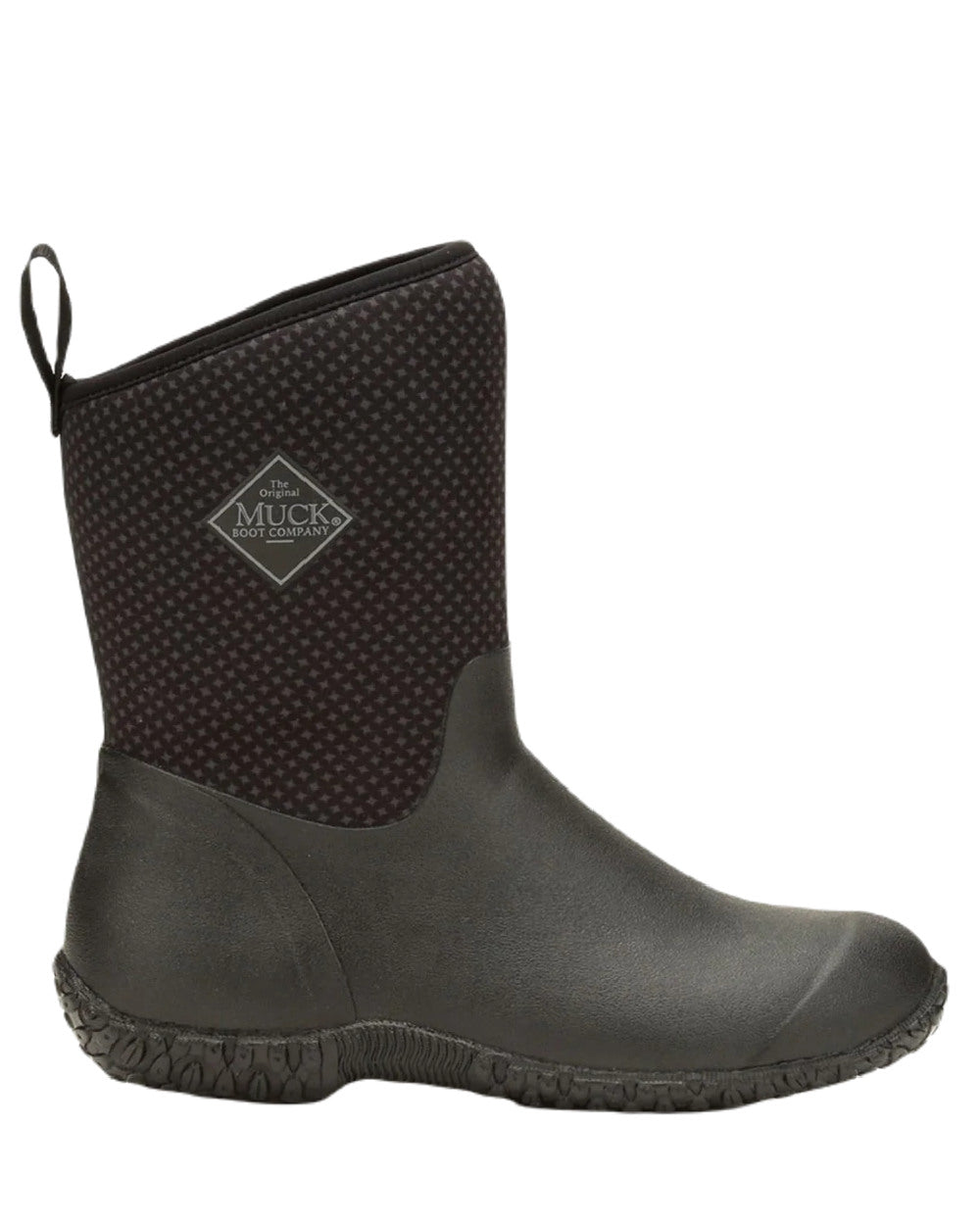 Charcoal Print Coloured Muck Boots Womens Muckster II Mid Wellingtons On A White Background #colour_charcoal-print