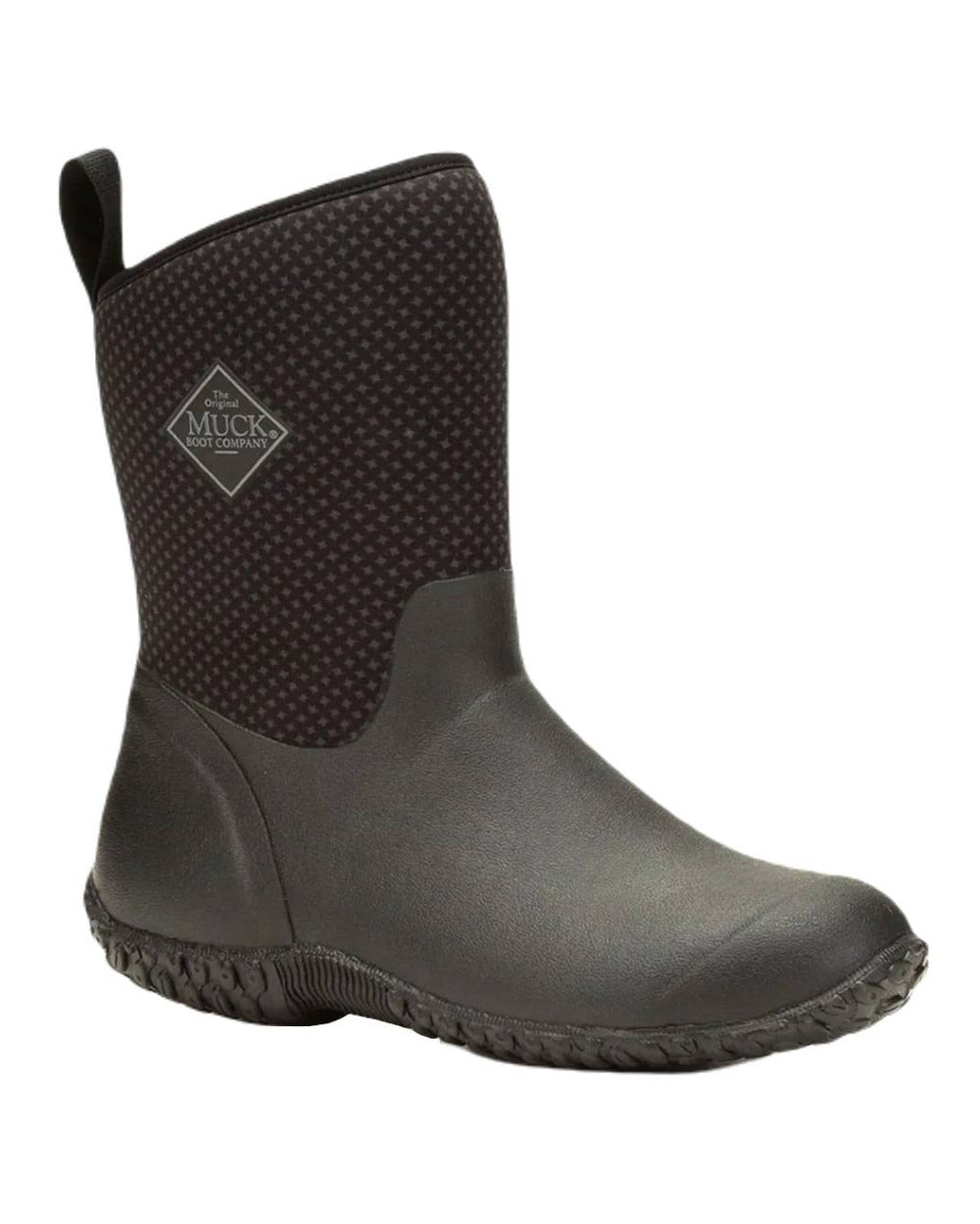 Charcoal Print Coloured Muck Boots Womens Muckster II Mid Wellingtons On A White Background #colour_charcoal-print