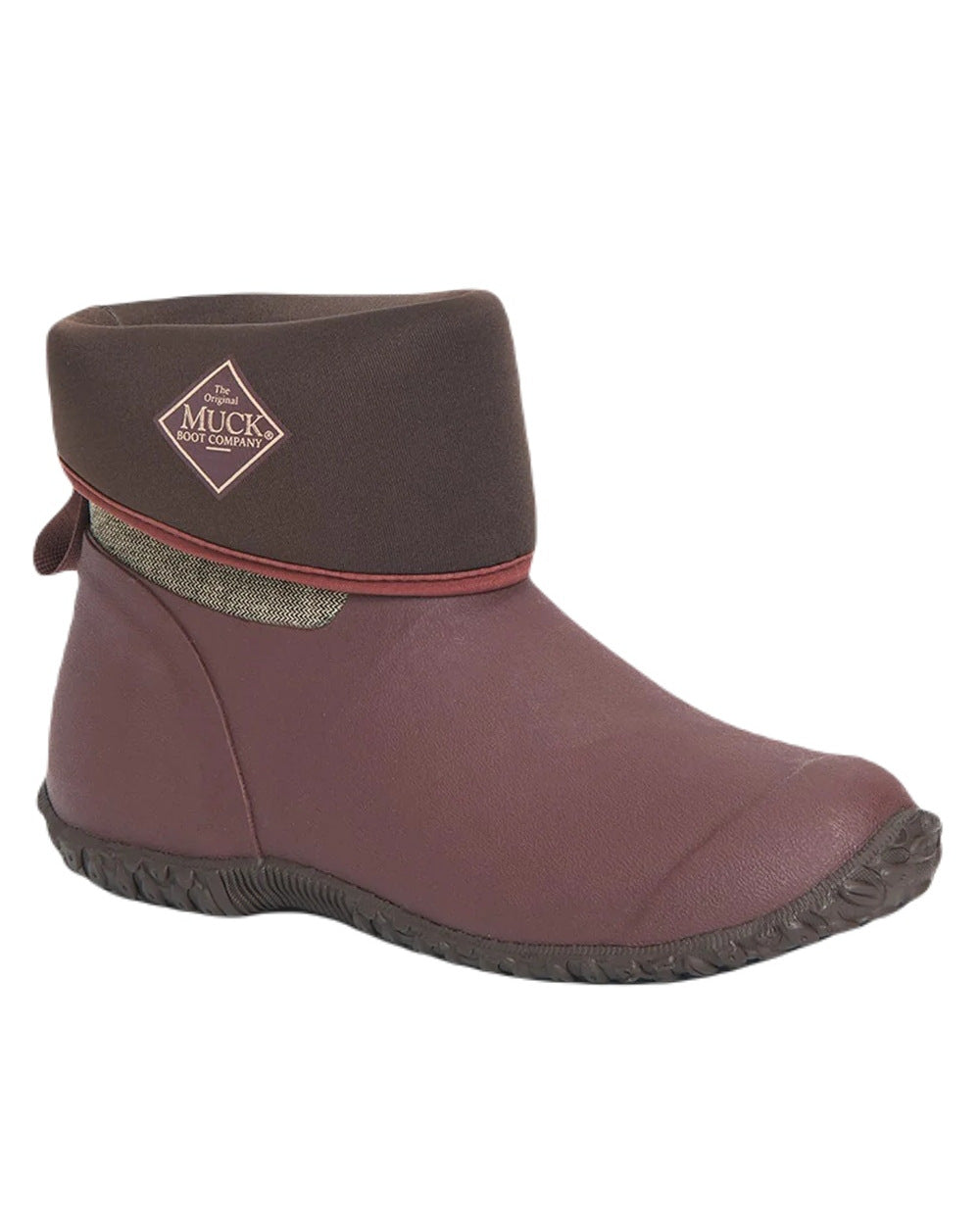 Raisin Coloured Muck Boots Womens Muckster II Mid Wellingtons On A White Background #colour_raisin