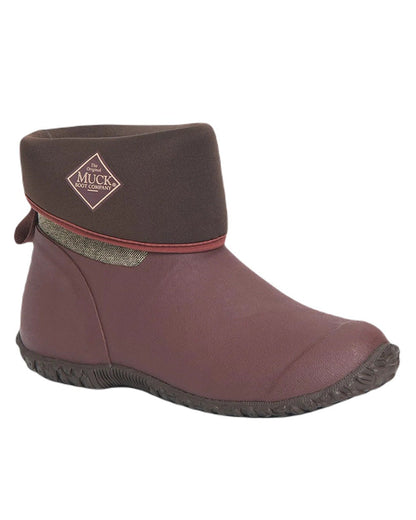 Raisin Coloured Muck Boots Womens Muckster II Mid Wellingtons On A White Background #colour_raisin