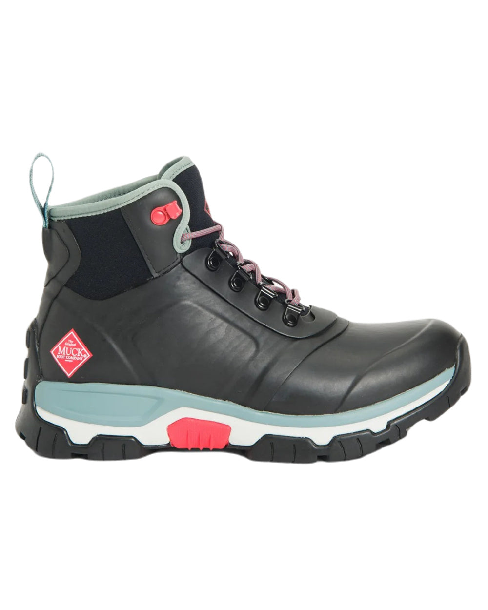 Black Coloured Muck Boots Women's Apex Lace-Up Short Boots On A White Background #colour_black