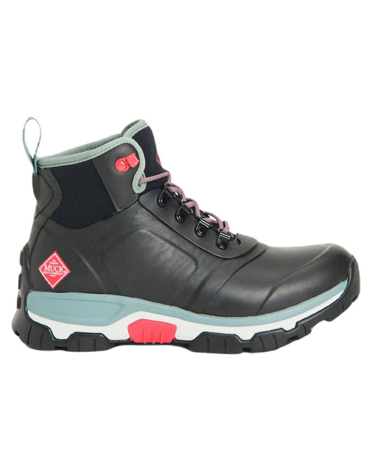 Black Coloured Muck Boots Women's Apex Lace-Up Short Boots On A White Background #colour_black