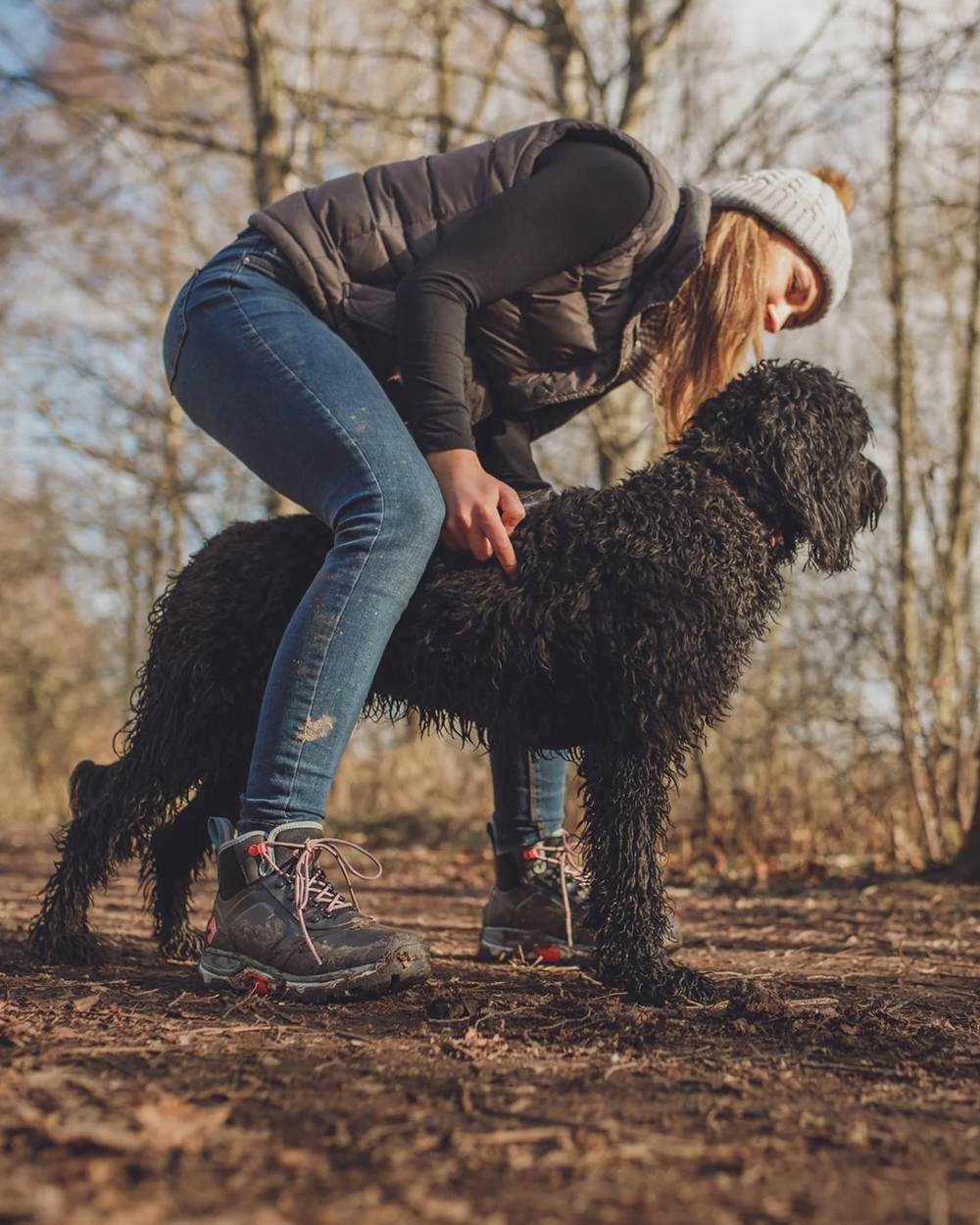 Black Coloured Muck Boots Women's Apex Lace-Up Short Boots On A Forest Background #colour_black