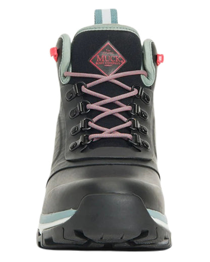 Black Coloured Muck Boots Women's Apex Lace-Up Short Boots On A White Background #colour_black