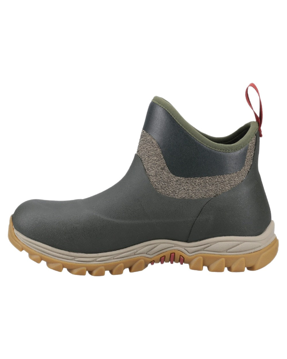 Olive Herringbone Print Coloured Muck Boots Womens Arctic Sport II Ankle Boots on White Background
#colour_olive-herringbone-print