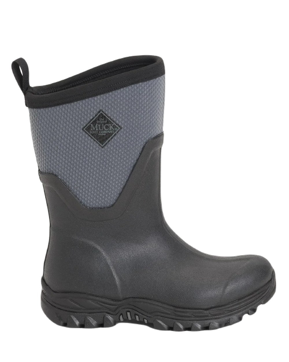 Black Grey Coloured Muck Boots Womens Arctic Sport II Mid Wellingtons On A White Background #colour_black-grey