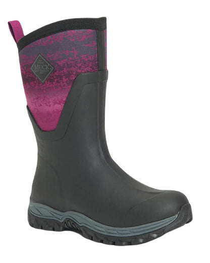 Magenta Digi Fade Print Coloured Muck Boots Womens Arctic Sport II Mid Wellingtons On A White Background #colour_magenta-digi-fade-print