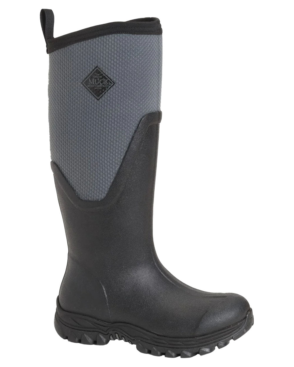 Black Grey coloured Muck Boots Womens Artic Sport II Tall Wellingtons on White background #colour_grey