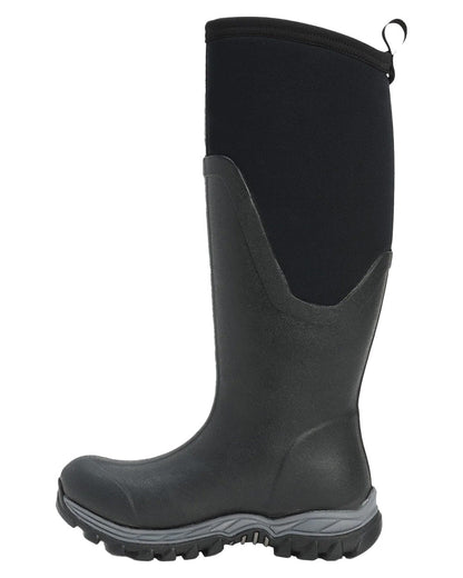 Black coloured Muck Boots Womens Artic Sport II Tall Wellingtons on White background #colour_black