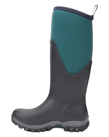 Navy/Spruce coloured Muck Boots Womens Artic Sport II Tall Wellingtons on White background #colour_navy-spruce