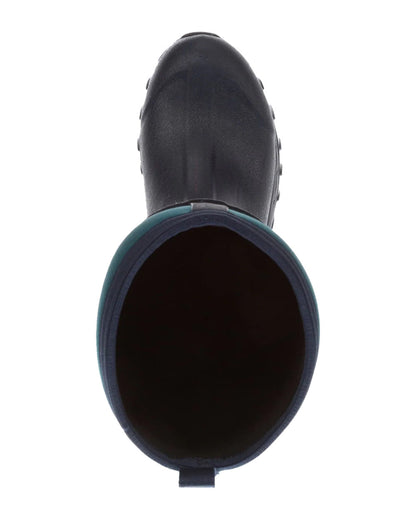 Navy/Spruce coloured Muck Boots Womens Artic Sport II Tall Wellingtons on White background #colour_navy-spruce