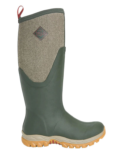 Olive Herringbone Muck Boots Womens Artic Sport II Tall Wellingtons on White background #colour_olive
