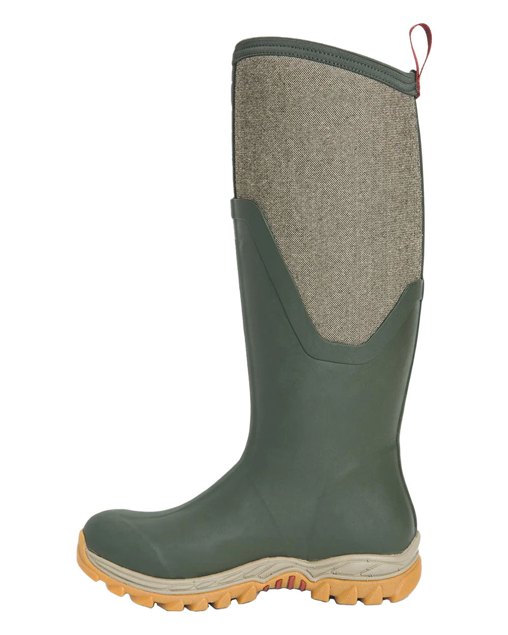 Olive Herringbone Muck Boots Womens Artic Sport II Tall Wellingtons on White background #colour_olive