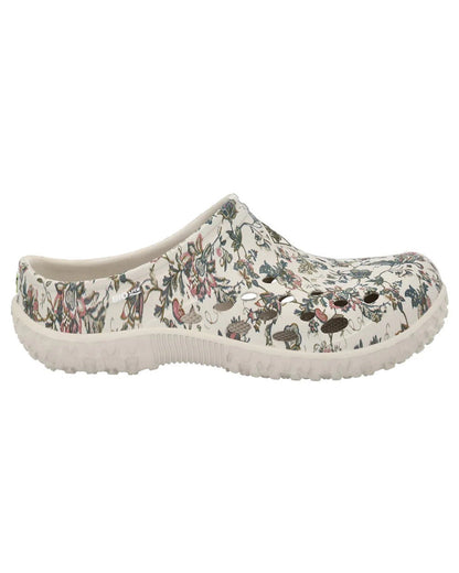 Light Grey Floral Print Coloured Muck Boots Womens Muckster Lite Clogs On A White Background #colour_light-grey-floral-print