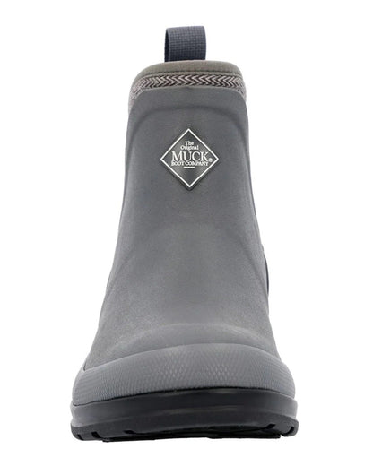 Grey Plaid Print Coloured Muck Boots Womens Originals Pull-On Ankle Boots On A White Background #colour_grey-plaid-print