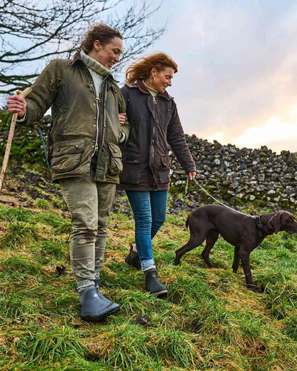 Grey Plaid Print Coloured Muck Boots Womens Originals Pull-On Ankle Boots On A Hill Background #colour_grey-plaid-print