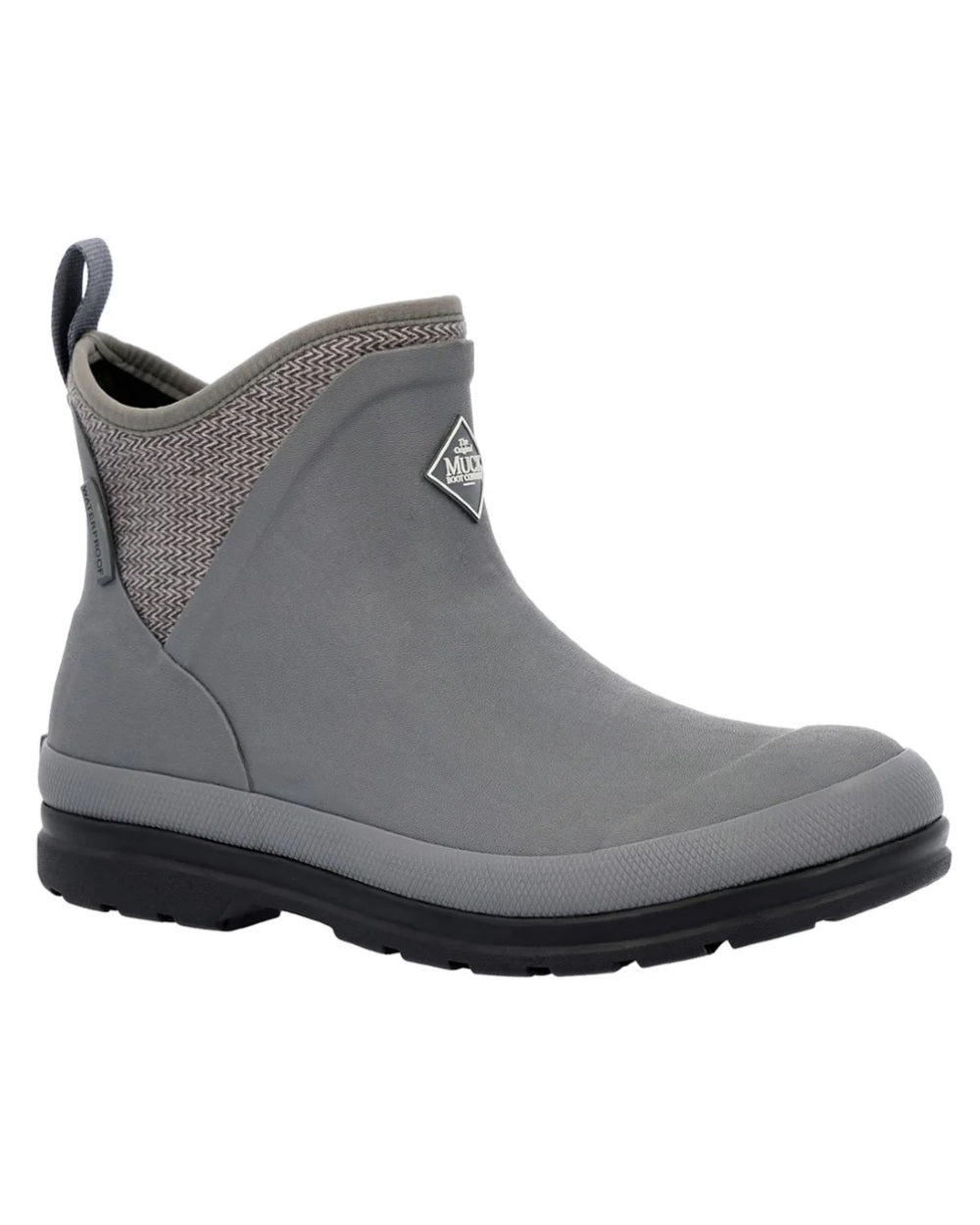 Grey Plaid Print Coloured Muck Boots Womens Originals Pull-On Ankle Boots On A White Background #colour_grey-plaid-print
