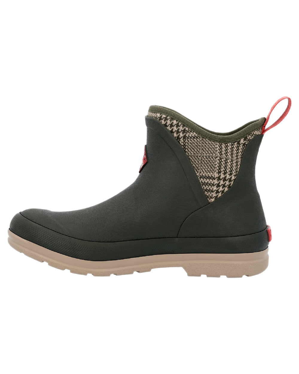 Moss Plaid Print Coloured Muck Boots Womens Originals Pull-On Ankle Boots on White Background
#colour_moss-plaid-print