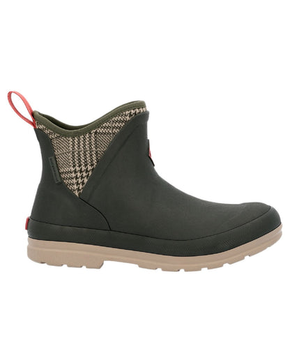 Moss Plaid Print Coloured Muck Boots Womens Originals Pull-On Ankle Boots on White Background
#colour_moss-plaid-print