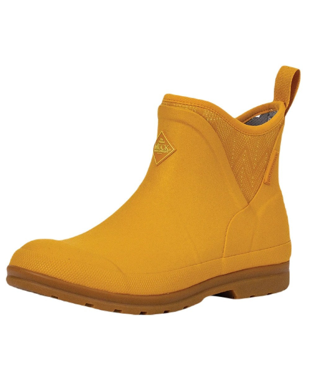 Yellow Ditsy Dot Print Coloured Muck Boots Womens Originals Pull-On Ankle Boots On A White Background #colour_yellow-ditsy-dot-print