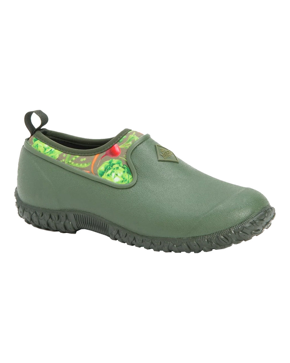 Green Veggie Print coloured Muck Boots Womens RHS Muckster II Low Shoes on White background #colour_veggie-print