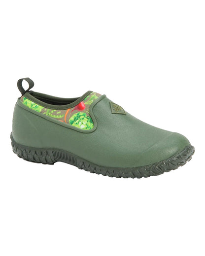 Green Veggie Print coloured Muck Boots Womens RHS Muckster II Low Shoes on White background #colour_veggie-print