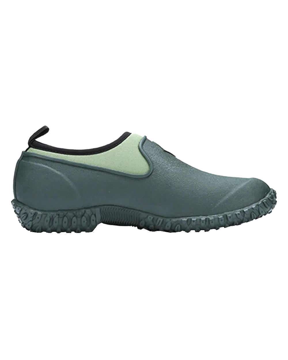Green coloured Muck Boots Womens RHS Muckster II Low Shoes on White background #colour_green