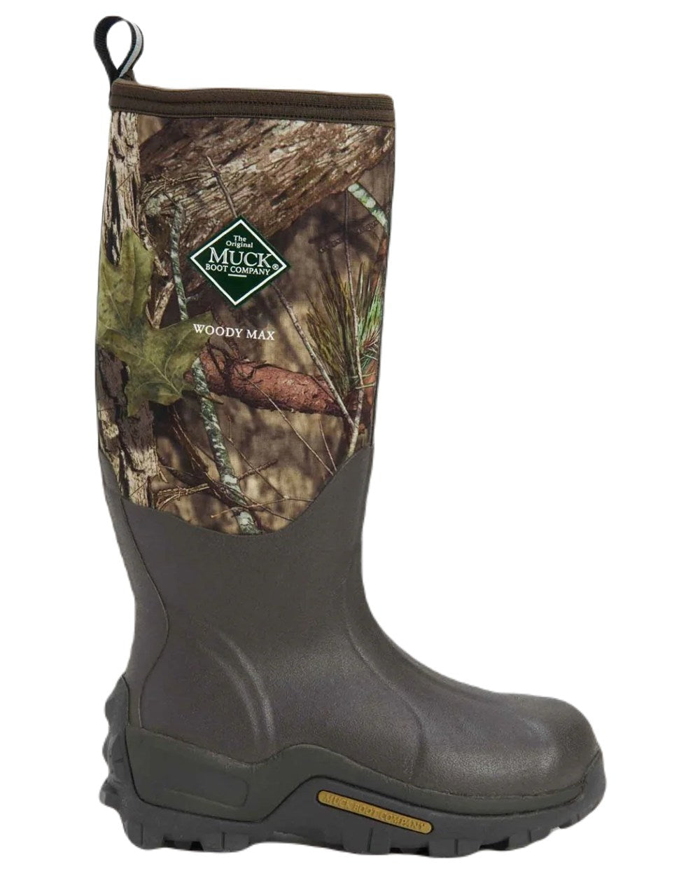 Mossy Oak Infinity Print Coloured Muck Boots Woody Max Tall Wellingtons On A White Background #colour_mossy-oak-infinity-print