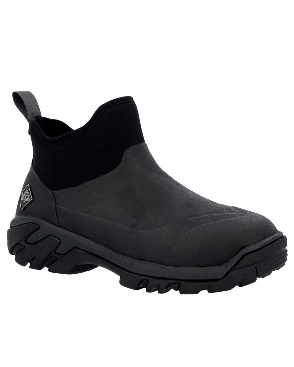 Black Coloured Muck Boots Mens Woody Sport Ankle Boots On A White Background #colour_black