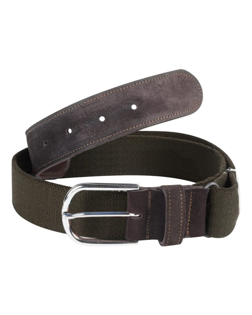 Brown Coloured Percussion Elasticated Belt On A White Background #colour_brown