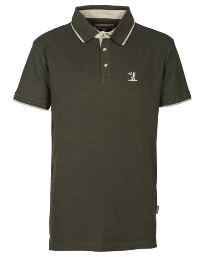 Khaki Coloured Percussion Embroidered Polo Shirt On A White Background #colour_khaki