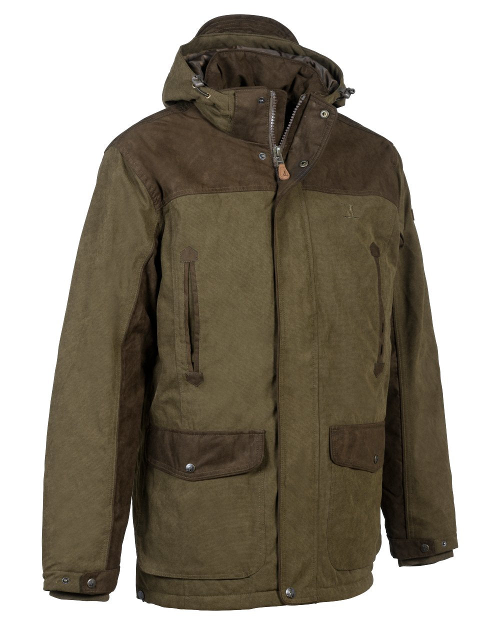 Khaki Coloured Percussion Rambouillet Original Waterproof Jacket On A White Background #colour_khaki