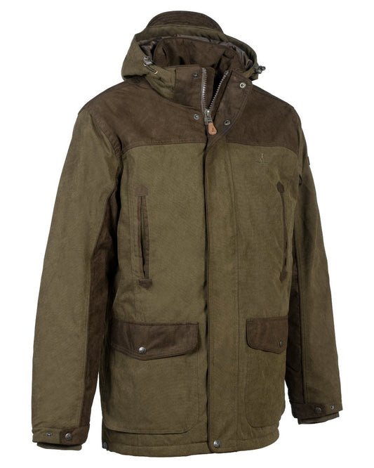 Khaki Coloured Percussion Rambouillet Original Waterproof Jacket On A White Background #colour_khaki