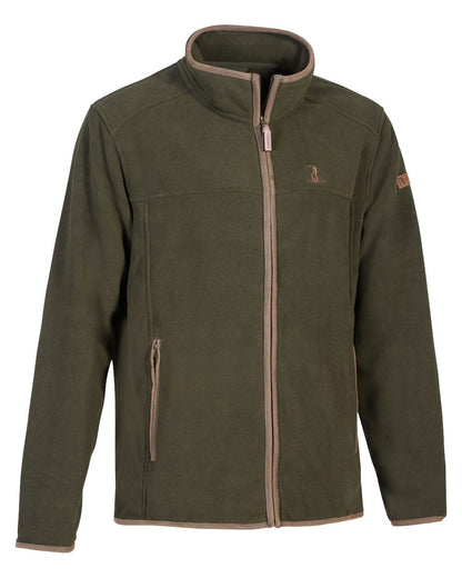 Khaki Coloured Percussion Scotland Fleece Jacket On A White Background #colour_khaki