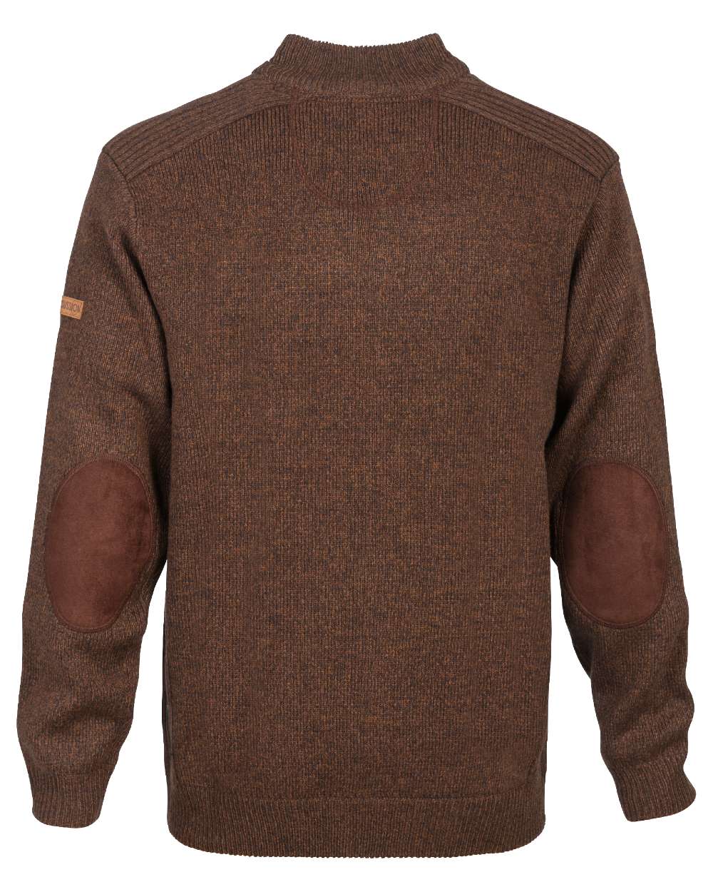 Brown coloured Percussion Zip Neck Hunting Pullover on white background #colour_brown