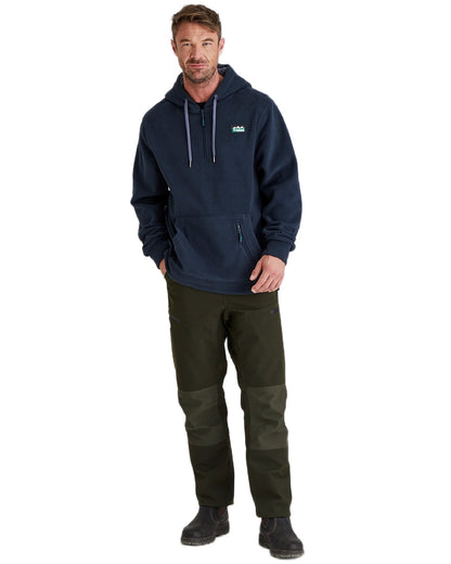 Navy Coloured Ridgeline Ballistic Hoodie On A White Background #colour_navy