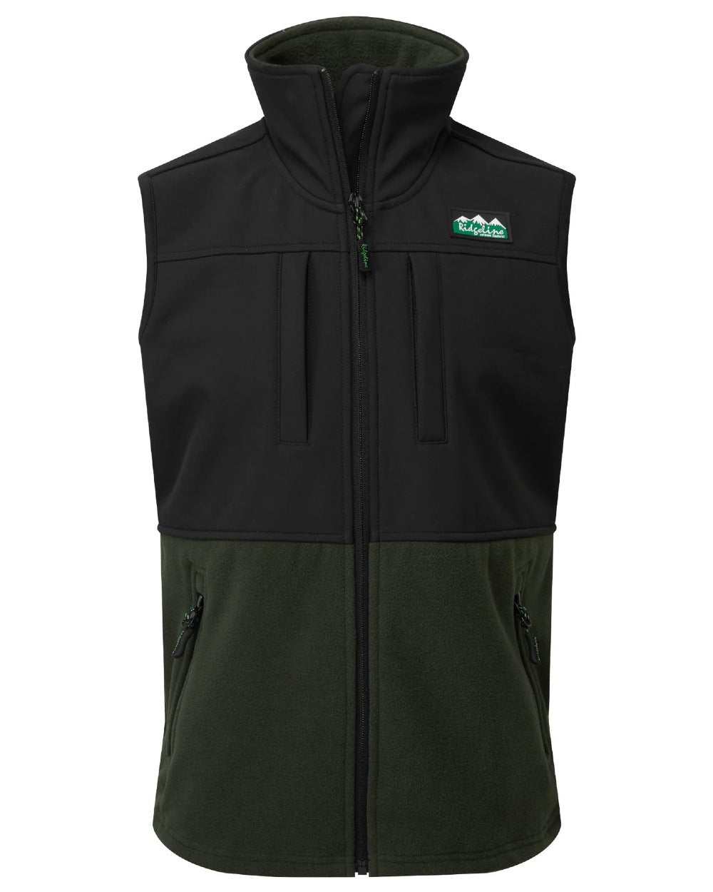 Olive Coloured Ridgeline Childrens Hybrid Vest On A White Background #colour_olive