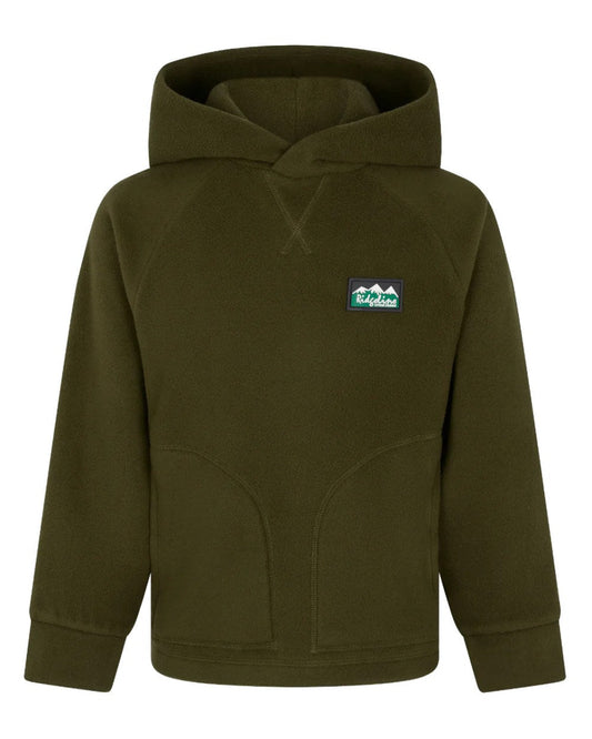Deep Forest Coloured Ridgeline Childrens Northern Pines Fleece Hoodie On A White Background #colour_deep-forest