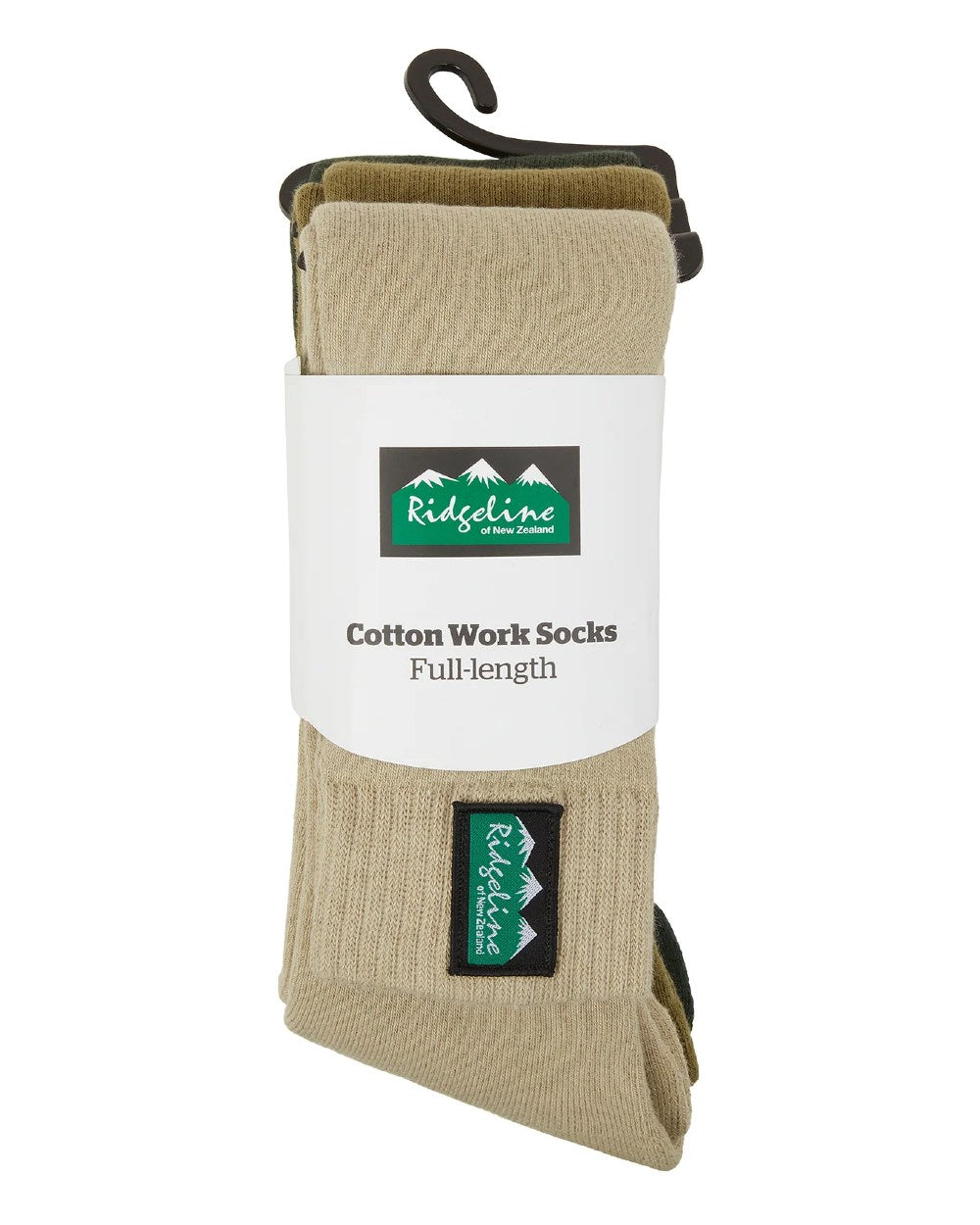 Olive Multi Coloured Ridgeline Cotton Work Socks Full Length On A White Background #colour_olive-multi