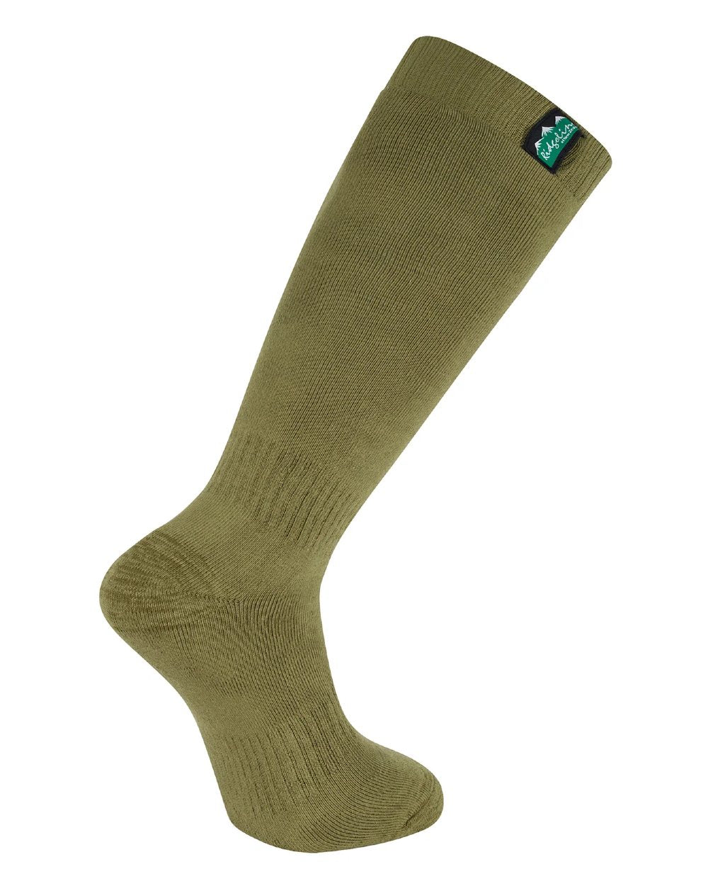 Olive Multi Coloured Ridgeline Cotton Work Socks Full Length On A White Background #colour_olive-multi
