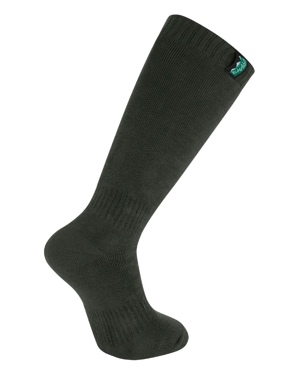 Olive Multi Coloured Ridgeline Cotton Work Socks Full Length On A White Background #colour_olive-multi