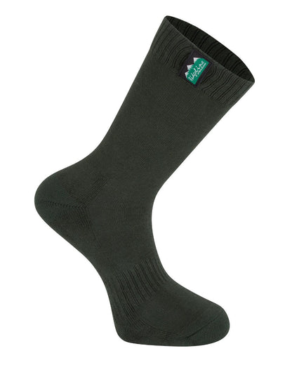 Olive Multi Coloured Ridgeline Cotton Work Socks Mid Length On A White Background #colour_olive-multi