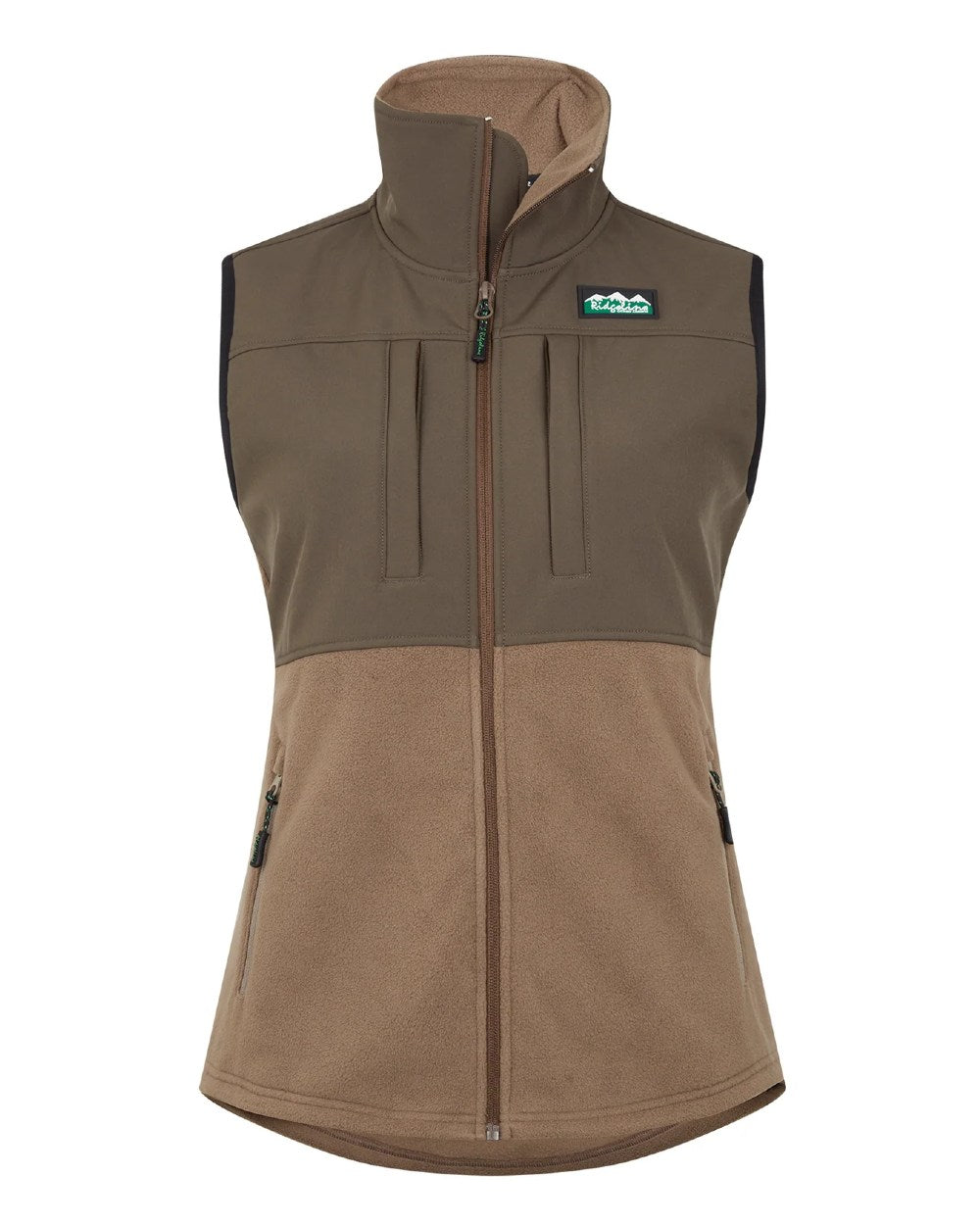 Light Bark Coloured Ridgeline Ladies Hybrid Fleece Vest On A White Background #colour_light-bark