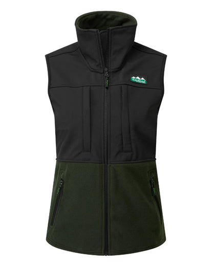 Olive Black Coloured Ridgeline Ladies Hybrid Fleece Vest On A White Background #colour_olive-black