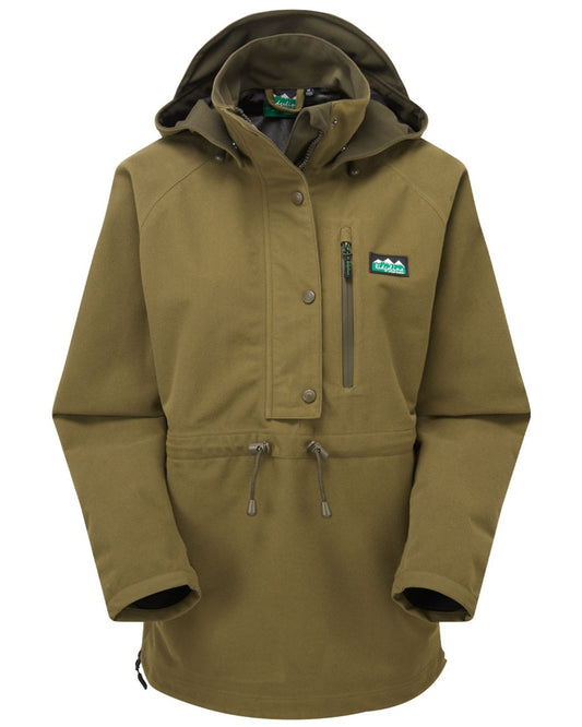 Teak Coloured Ridgeline Ladies Monsoon II Waterproof Smock On A White Background #colour_teak