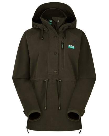Deep Forest Coloured Ridgeline Ladies Monsoon II Waterproof Smock On A White Background #colour_deep-forest
