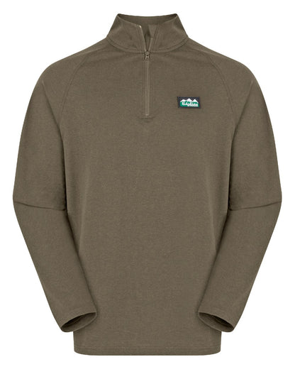 Light Bark Marl Coloured Ridgeline Mens Baseline Pull on Zip Top On A White Background #colour_light-bark-marl