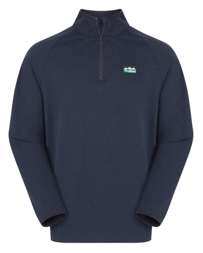 Navy Marl Coloured Ridgeline Mens Baseline Pull on Zip Top On A White Background #colour_navy-marl